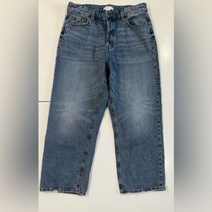 H&M High Waist Button Fly Ankle Length Cropped Mom Jeans Size 12